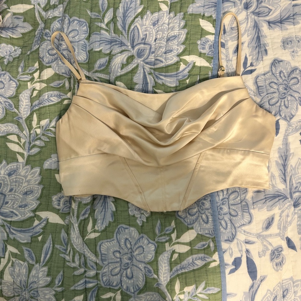 UO Cream Satin Corset Top